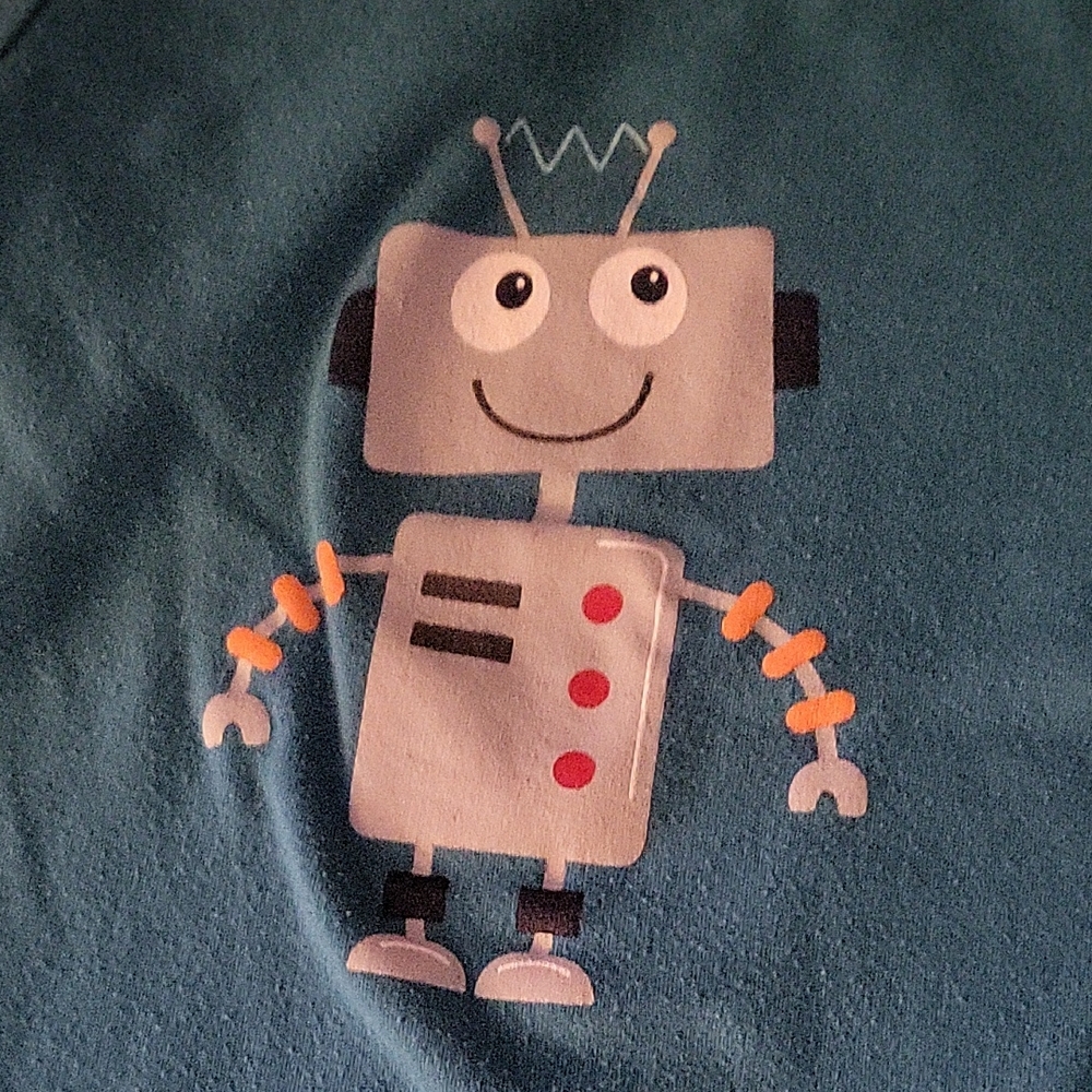 Teal Shirt with Robot Graphic